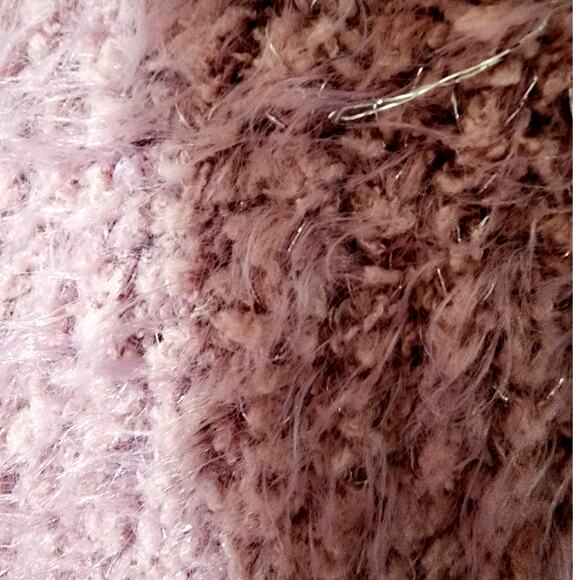 World Market Soft Cozy Eyelash Pink Silver Metallic Threads Sweater One Size - Picture 3 of 6